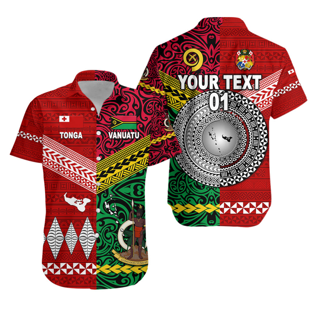 (Custom Personalised) Vanuatu And Tonga Hawaiian Shirt Polynesian Together - Bright Red, Custom Text And Number LT8 Unisex Red - Polynesian Pride