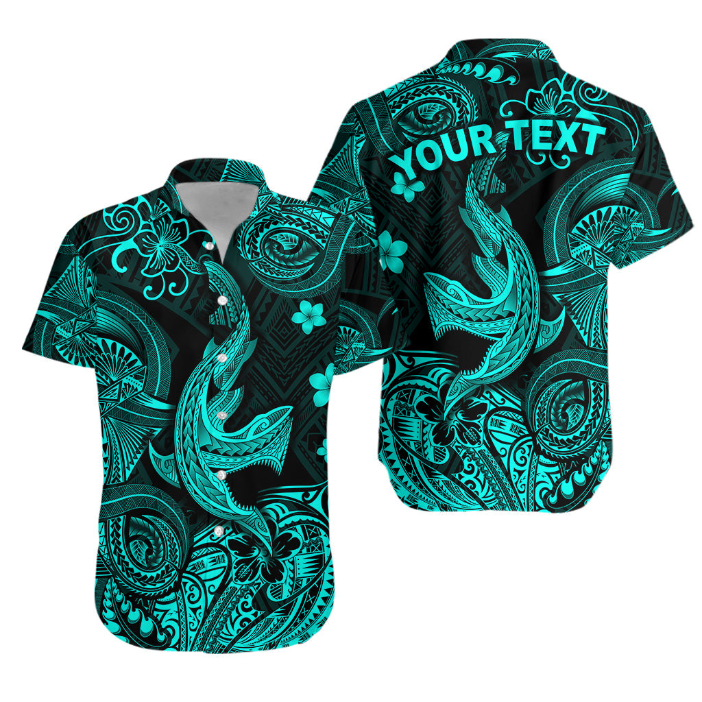 (Custom Personalised) Hawaii Angry Shark Polynesian Hawaiian Shirt Unique Style - Turquoise LT8 - Polynesian Pride