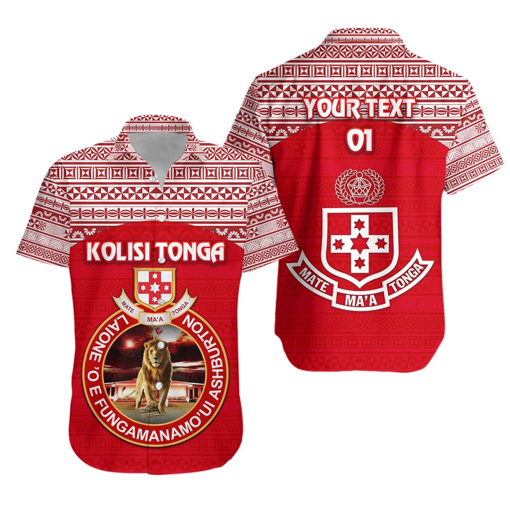 (Custom Personalised) Kolisi Tonga Hawaiian Shirt Mate Ma'a Tonga Simple Version Lion Ashburton, Custom Text and Number Unisex Red - Polynesian Pride