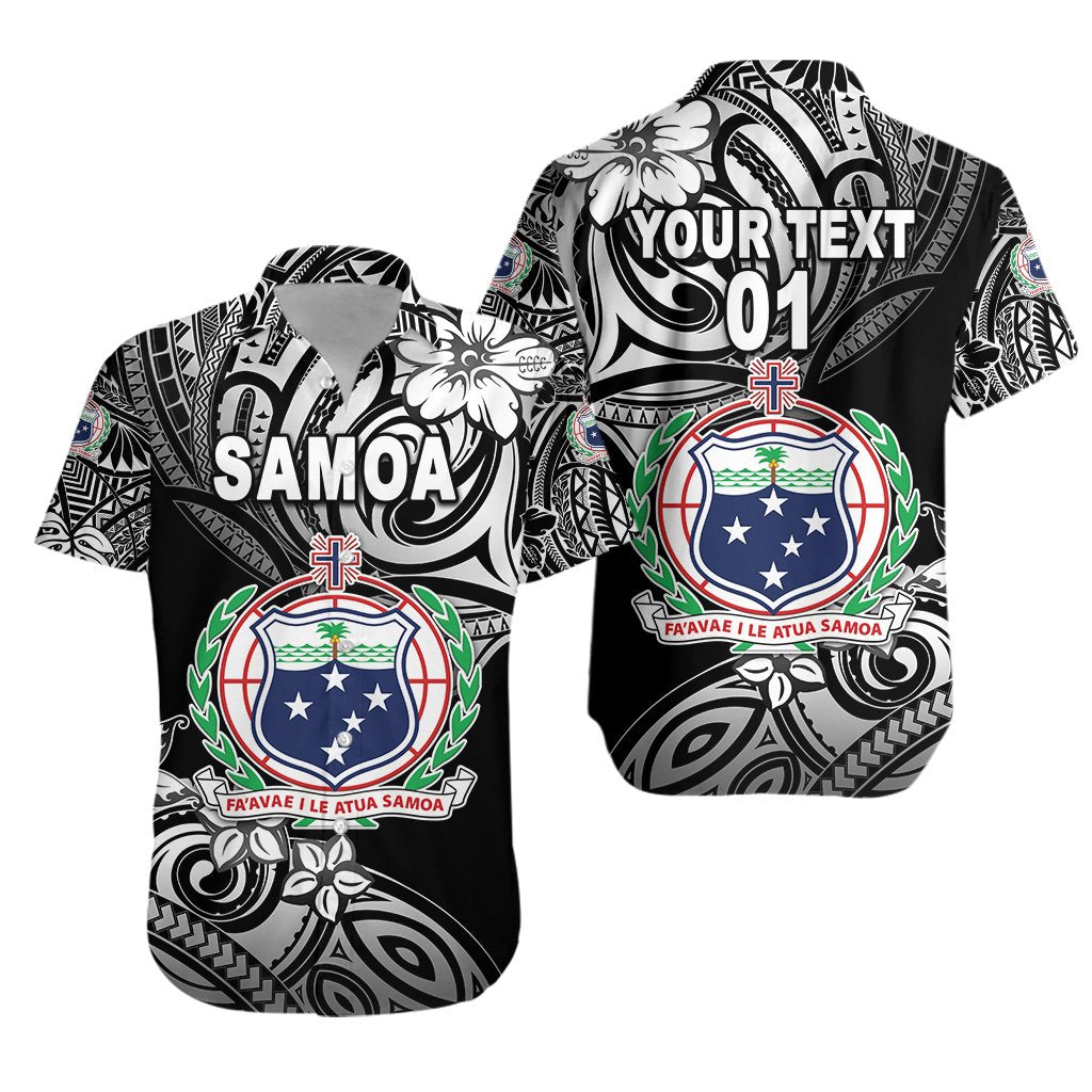 (Custom Personalised) Manu Samoa Rugby Hawaiian Shirt Unique Vibes Coat Of Arms - Black, Custom Text And Number Unisex Black - Polynesian Pride