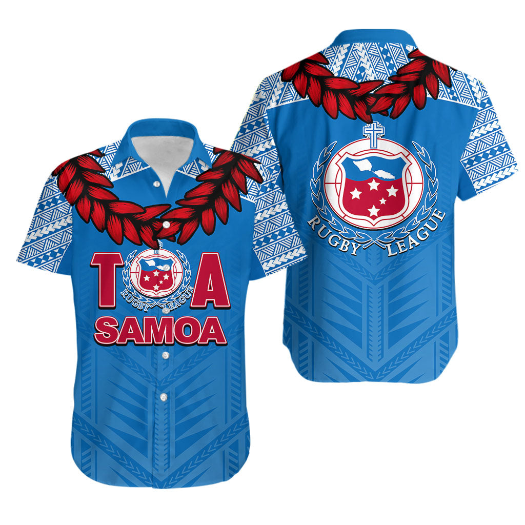 Toa Samoa Ula Fla Rugby Hawaiian Shirt Blue Sky Jersey 2022 LT6 Blue - Polynesian Pride