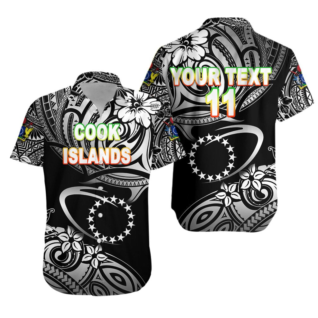 (Custom Personalised) Cook Islands Rugby Hawaiian Shirt Unique Vibes - Black, Custom Text and Number Unisex Black - Polynesian Pride
