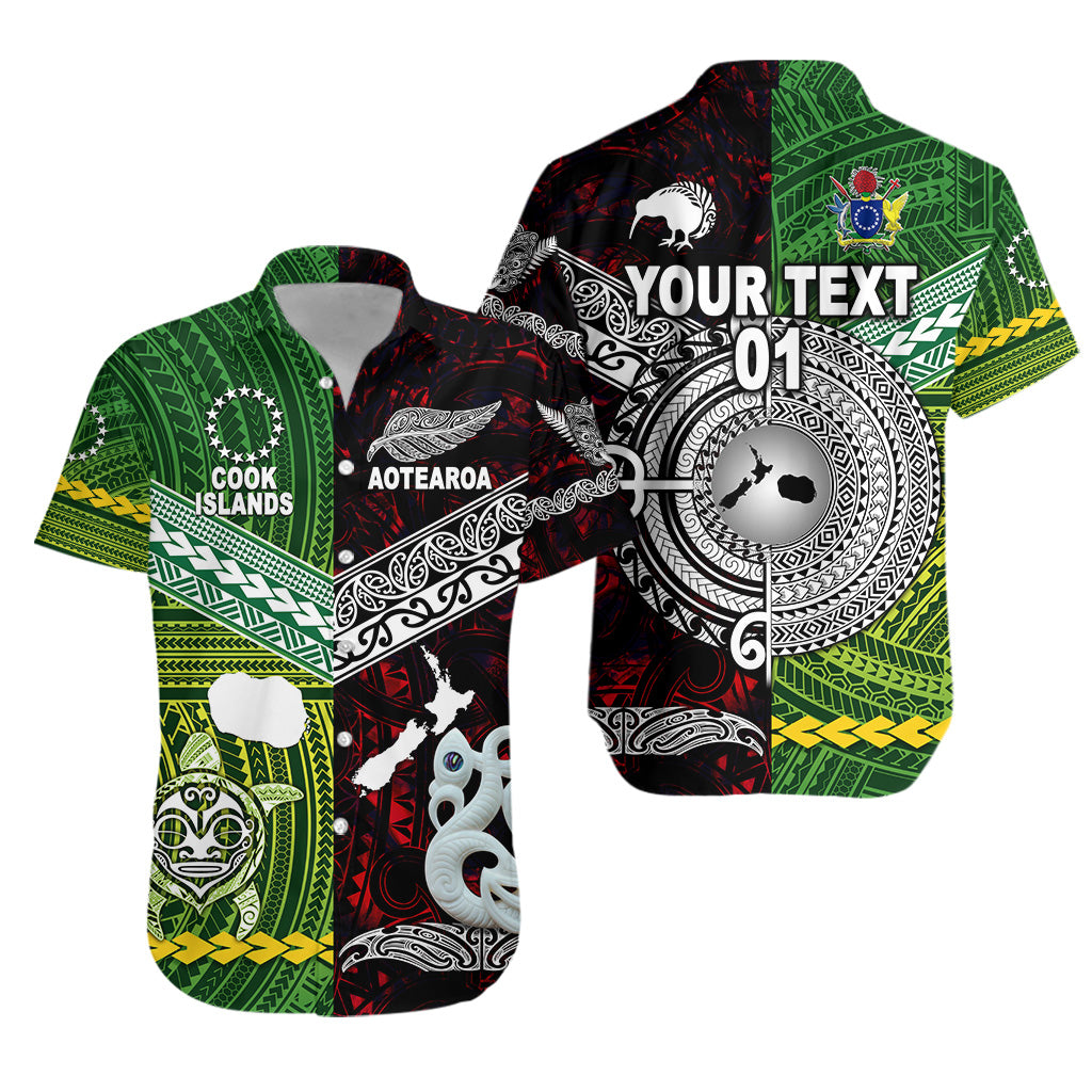 (Custom Personalised) New Zealand Maori Aotearoa Hawaiian Shirt Cook Islands Together - Red, Custom Text And Number LT8 Unisex Green - Polynesian Pride