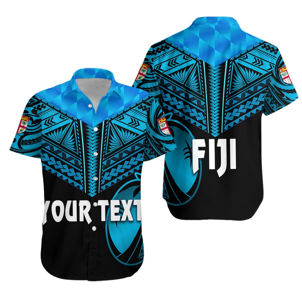 (Custom Personalised) Fiji Rugby Hawaiian Shirt Coconut Sporty Vibes - Black Unisex Black - Polynesian Pride