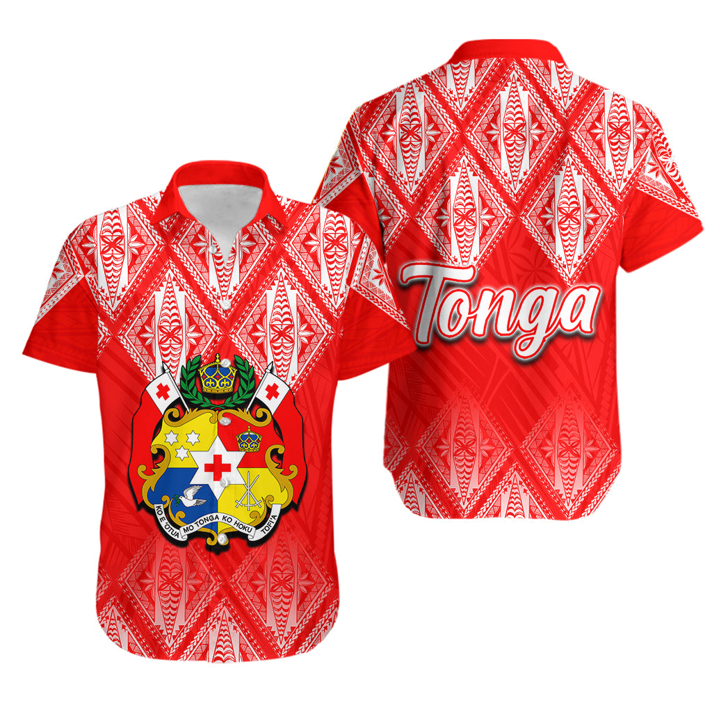 Tonga Hawaiian Shirt Ngatu White And Red Style LT6 Red - Polynesian Pride