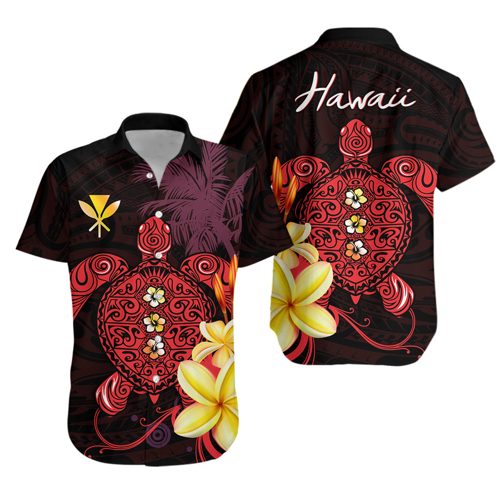 Hawaii Turtle Hawaiian Shirt Hawaiian Flowers Version Red Elegant LT13 Unisex Red - Polynesian Pride