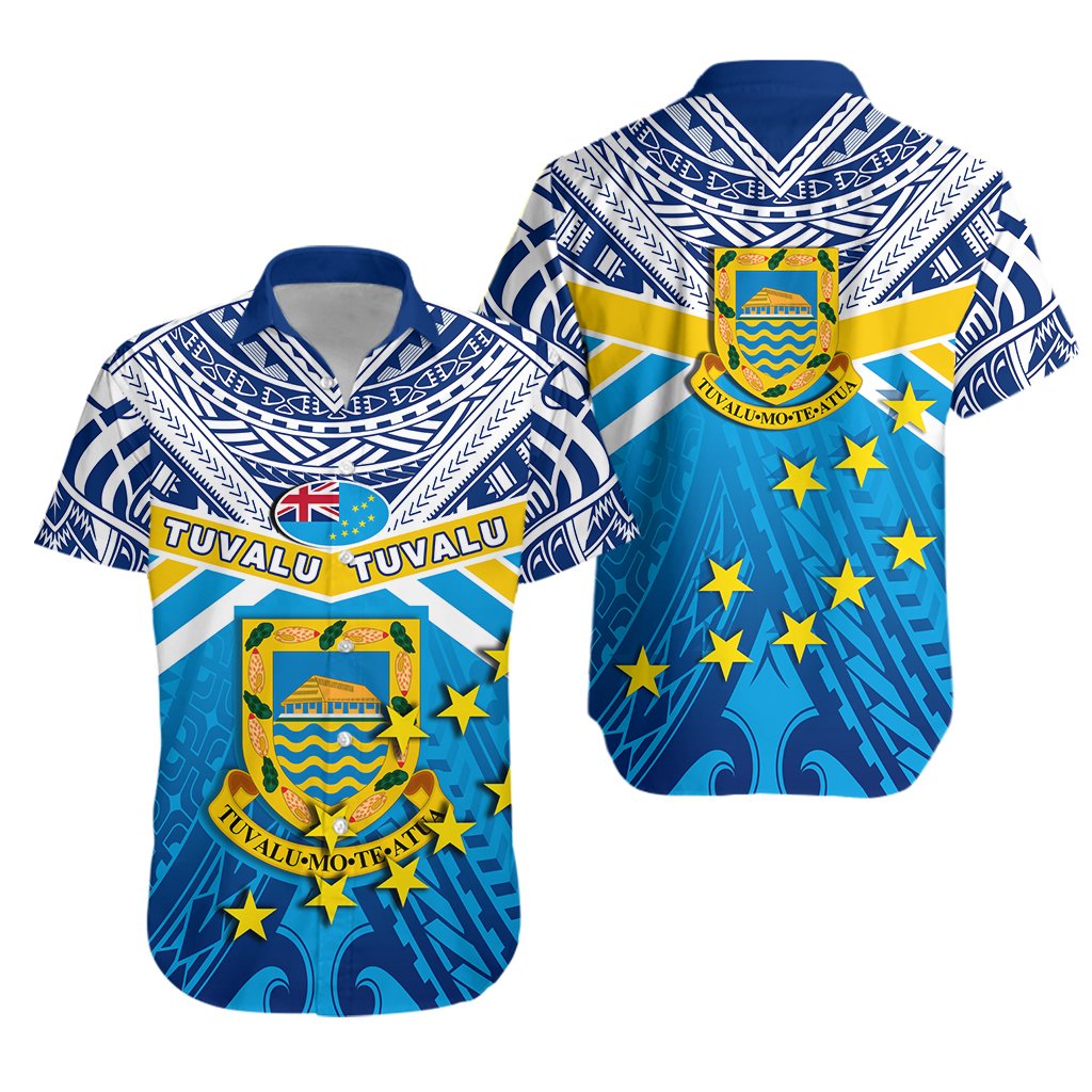 Tuvalu Rugby Hawaiian Shirt Polynesian Flag Unisex Blue - Polynesian Pride