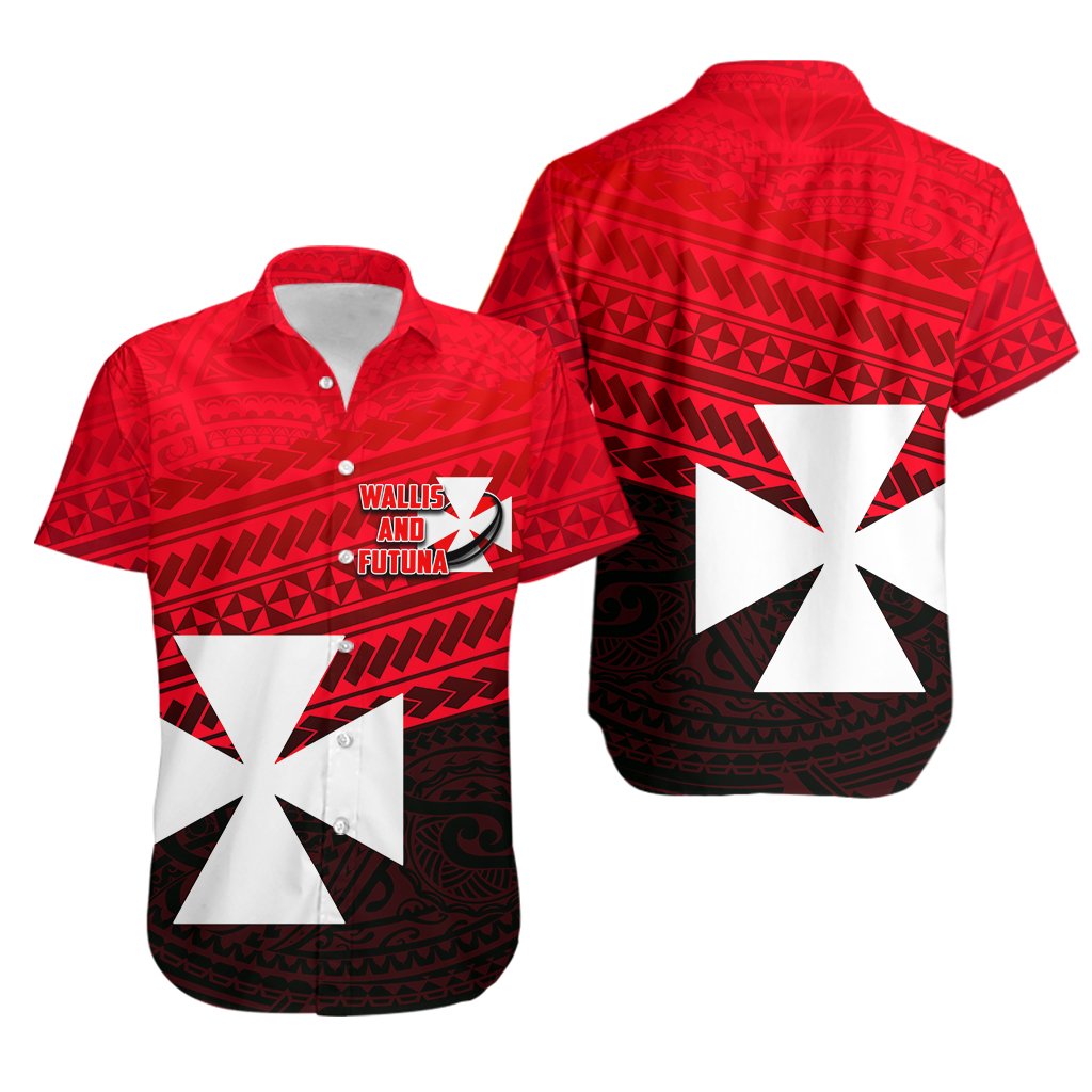 Wallis and Futuna Rugby Hawaiian Shirt Polynesian Style Unisex Red - Polynesian Pride