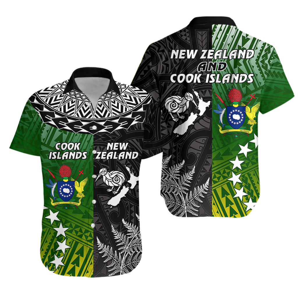 Cook Islands Pattern and New Zealand Kiwi Hawaiian Shirt LT13 Unisex Black - Polynesian Pride