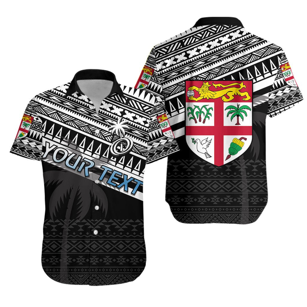 (Custom Personalised) Fiji Rugby Hawaiian Shirt Coconut Tree Version Unisex White Black - Polynesian Pride