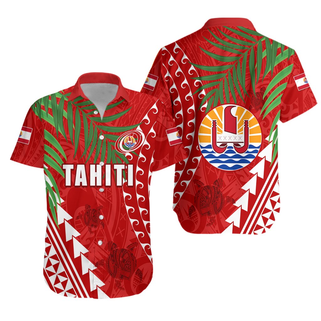 Tahiti Rugby Hawaiian Shirt Coconut Leaves Unisex Red - Polynesian Pride