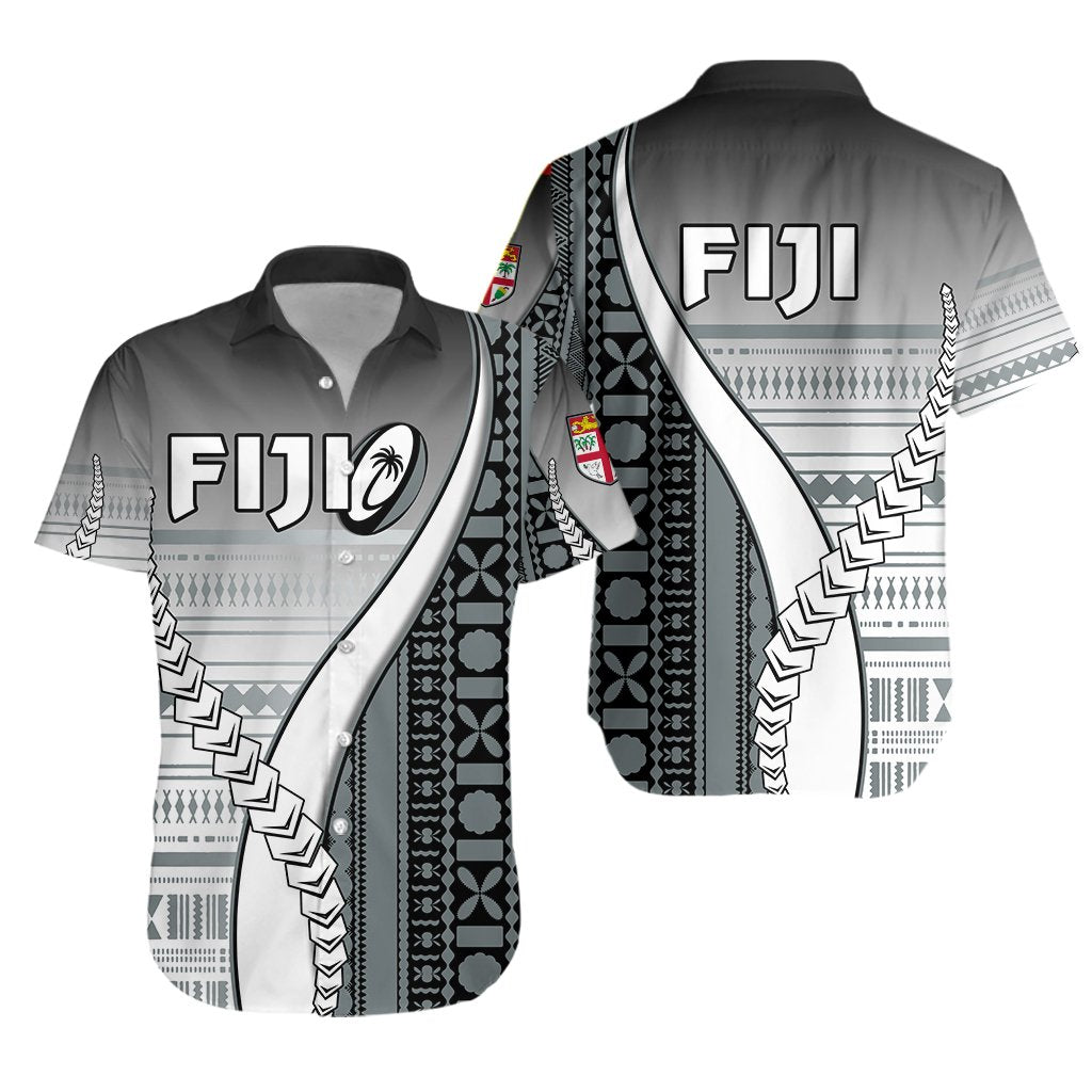 Fiji Rugby Hawaiian Shirt Confident Polynesian Unisex Black - Polynesian Pride