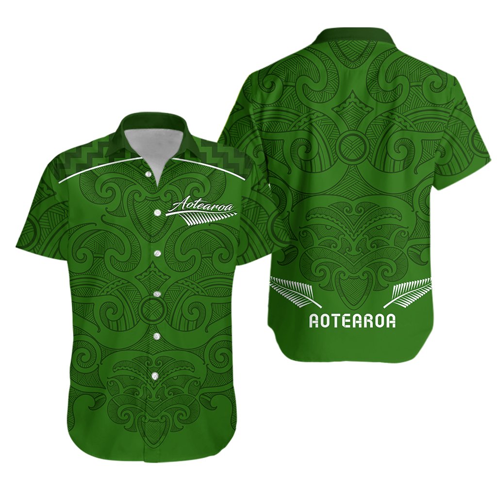 Maori 2021 Hawaiian Shirt - Green Aotearoa Tattoo LT13 Unisex Green - Polynesian Pride