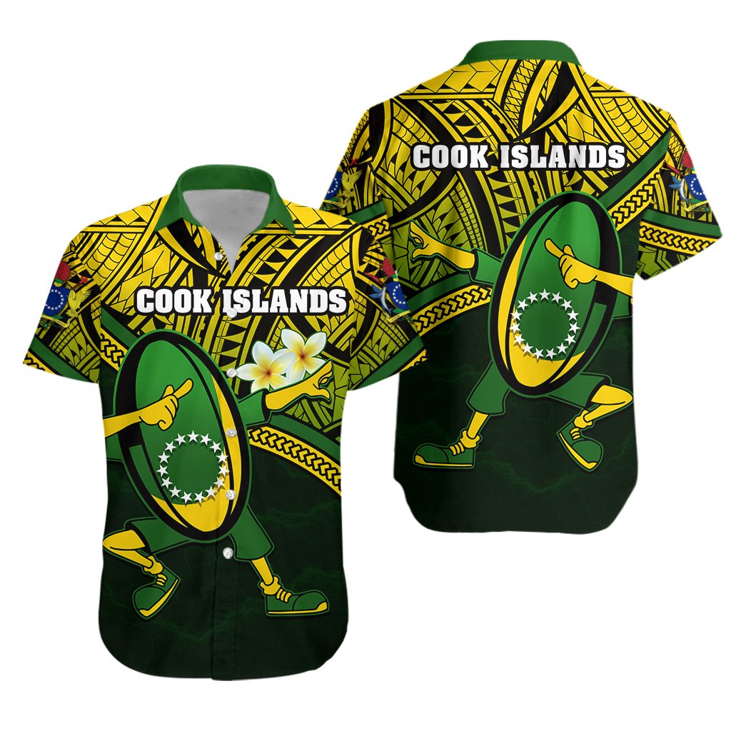 Cook Islands Rugby Hawaiian Shirt Dab Trend Creative Unisex Green - Polynesian Pride