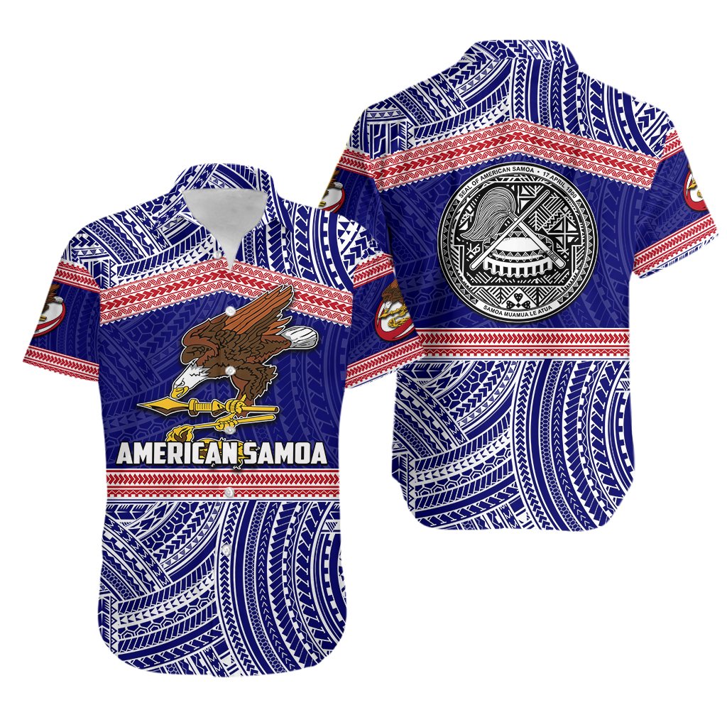 American Samoa Rugby Polynesian Patterns Hawaiian Shirt Unisex Blue - Polynesian Pride