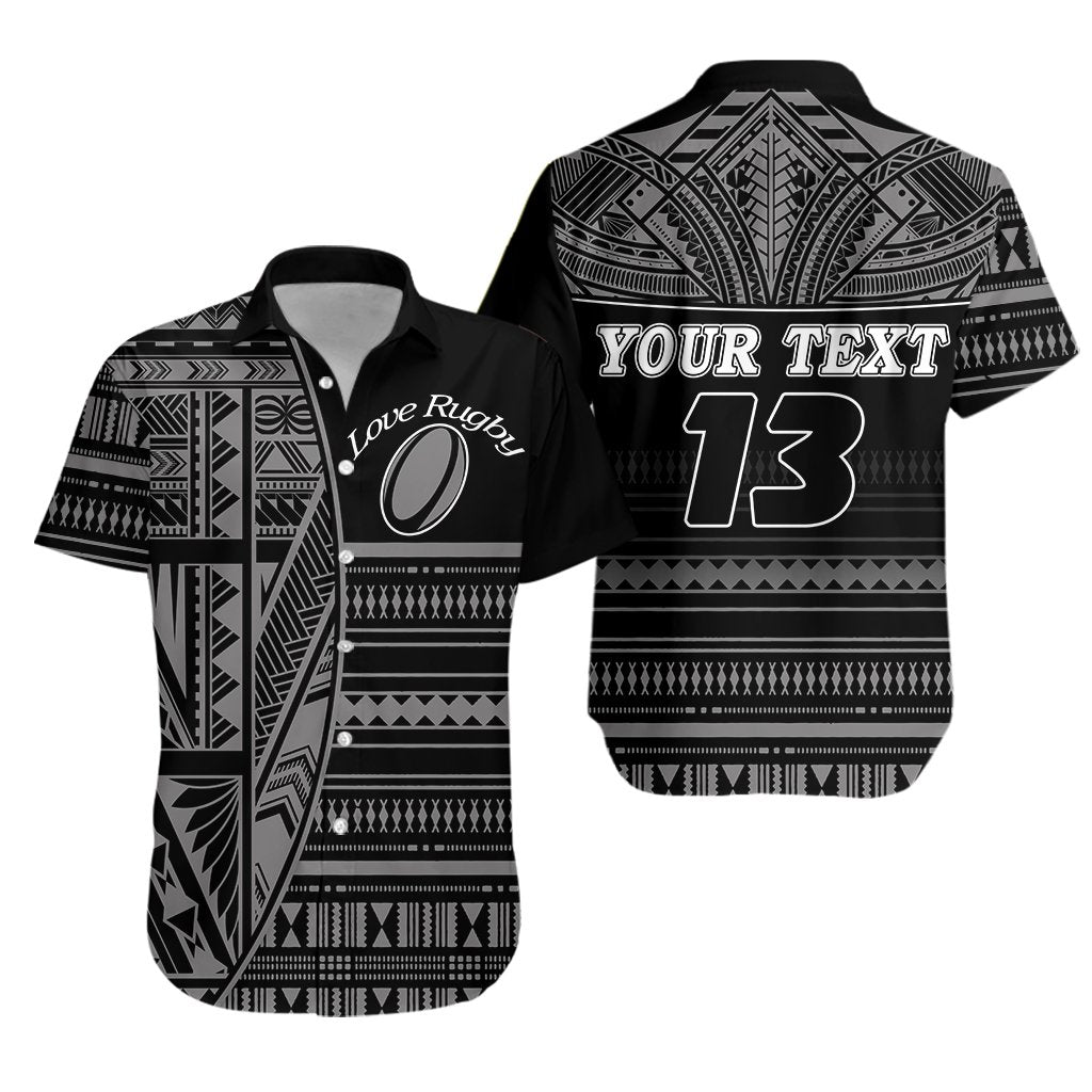 (Custom Personalised) Polynesian Rugby Hawaiian Shirt With Love Style Gray - Custom Text and Number Unisex Gray - Polynesian Pride