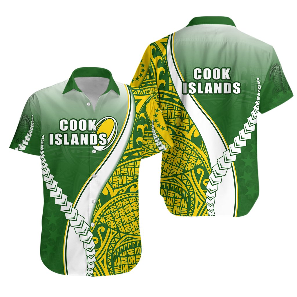 (Custom Personalised) Cook Islands Rugby Hawaiian Shirt Confident Polynesian Unisex Green - Polynesian Pride