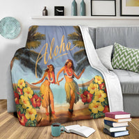 Hawaiian Aloha Hula Girl Hibiscus Polynesian Premium Blankets - AH - Polynesian Pride