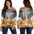 Hawaiian Aloha Hula Girl Hibiscus Polynesian Women's Off Shoulder Sweater - AH Black - Polynesian Pride