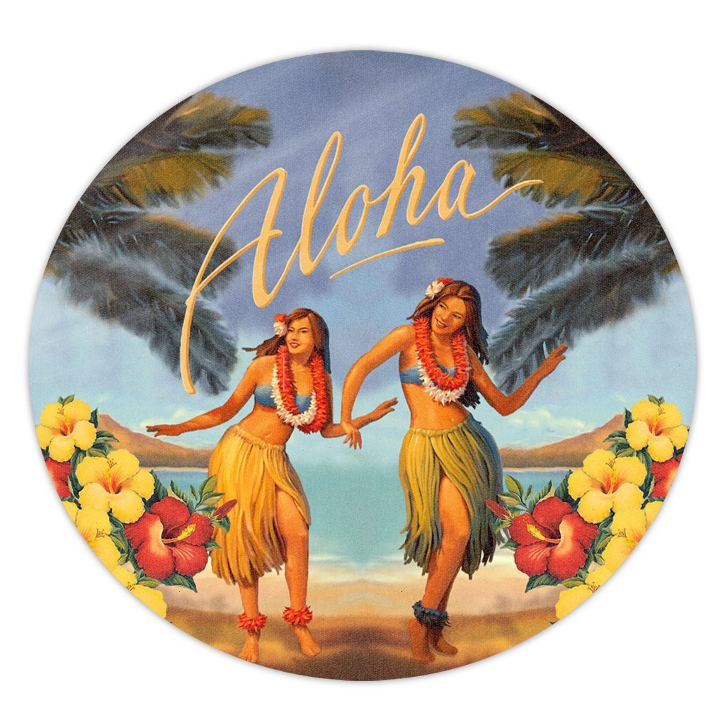 Hawaiian Aloha Hula Girl Hibiscus Polynesian Round Carpet - AH Round Carpet Luxurious Plush - Polynesian Pride