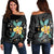 Hawaiian Aloha Plumeria Polynesian Women's Off Shoulder Sweater - AH - AH Black - Polynesian Pride