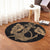 Hawaiian Anchor Poly Tribal Hibiscus Polynesian Round Carpet Gold - AH - Polynesian Pride