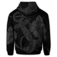 Hawaiian Anchor Poly Tribal Hibiscus Polynesian Zip Hoodie Gray - Polynesian Pride