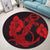 Hawaiian Anchor Poly Tribal Hibiscus Polynesian Round Carpet Red - AH - Polynesian Pride