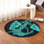 Hawaiian Anchor Poly Tribal Hibiscus Polynesian Round Carpet Turquoise - AH - Polynesian Pride