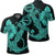 Hawaiian Anchor Poly Tribal Hibiscus Polynesian Polo Shirt Turquoise Unisex Black - Polynesian Pride