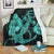 Hawaiian Anchor Poly Tribal Hibiscus Polynesian Premium Blankets Turquoise - AH White - Polynesian Pride