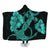 Hawaiian Anchor Poly Tribal Hibiscus Polynesian Hooded Blanket Turquoise - AH Hooded Blanket White - Polynesian Pride