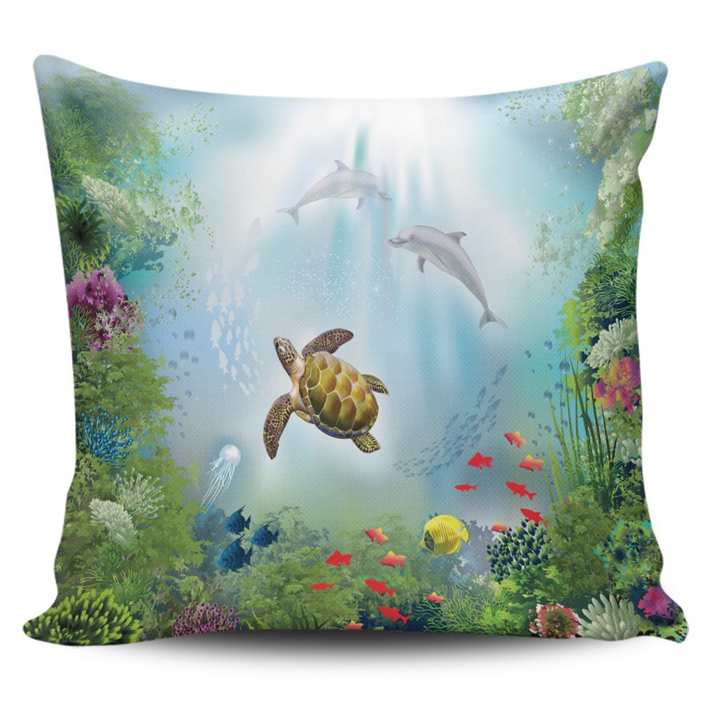 Hawaiian Animal In The Ocean Polynesian Pillow Covers - AH Pillow Covers Black - Polynesian Pride