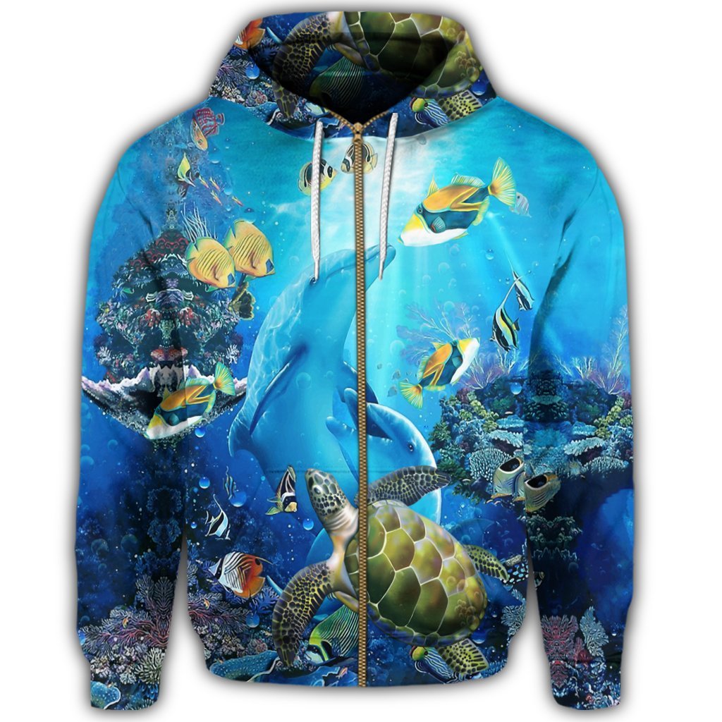 Hawaiian Animal Ocean Zip Hoodie - Polynesian Pride