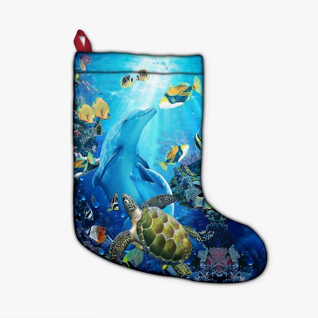 Hawaiian Animal Ocean Christmas Stocking - AH Christmas Stocking 26 X 42 cm Black - Polynesian Pride