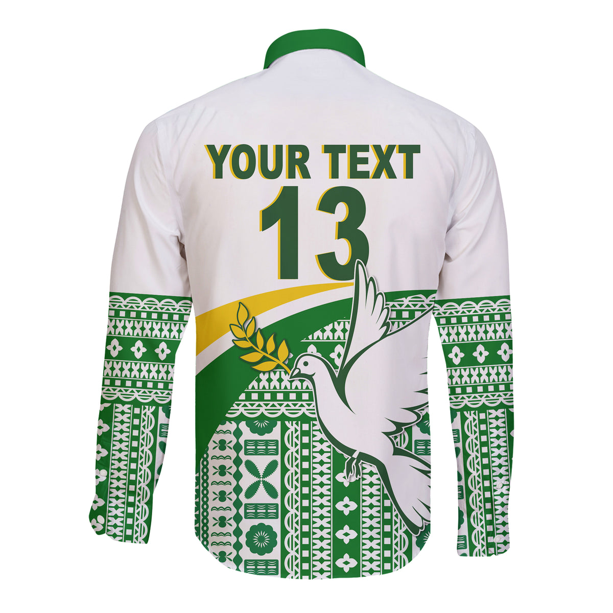(Custom Text and Number) Tailevu Rugby Hawaii Long Sleeve Button Shirt Fiji Rugby Tapa Pattern White LT13 - Polynesian Pride