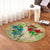 Hawaiian Blue And Red Hibiscus Polynesian Round Carpet - AH - Polynesian Pride