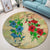 Hawaiian Blue And Red Hibiscus Polynesian Round Carpet - AH - Polynesian Pride