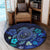 Hawaiian Blue Ocean Honu And Flowers Round Carpet AH - Polynesian Pride