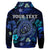 Custom Hawaiian Blue Ocean Honu and Flowers Hoodie - Polynesian Pride