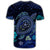 Hawaiian Blue Ocean Honu and Flowers T Shirt - Polynesian Pride