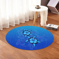 Hawaiian Blue Turtle and Hibiscus Polynesian Round Carpet - AH - Polynesian Pride