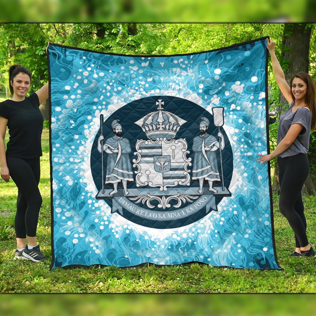 Hawaiian Coat Of Arms Polynesian Premium Quilts - AH Black - Polynesian Pride