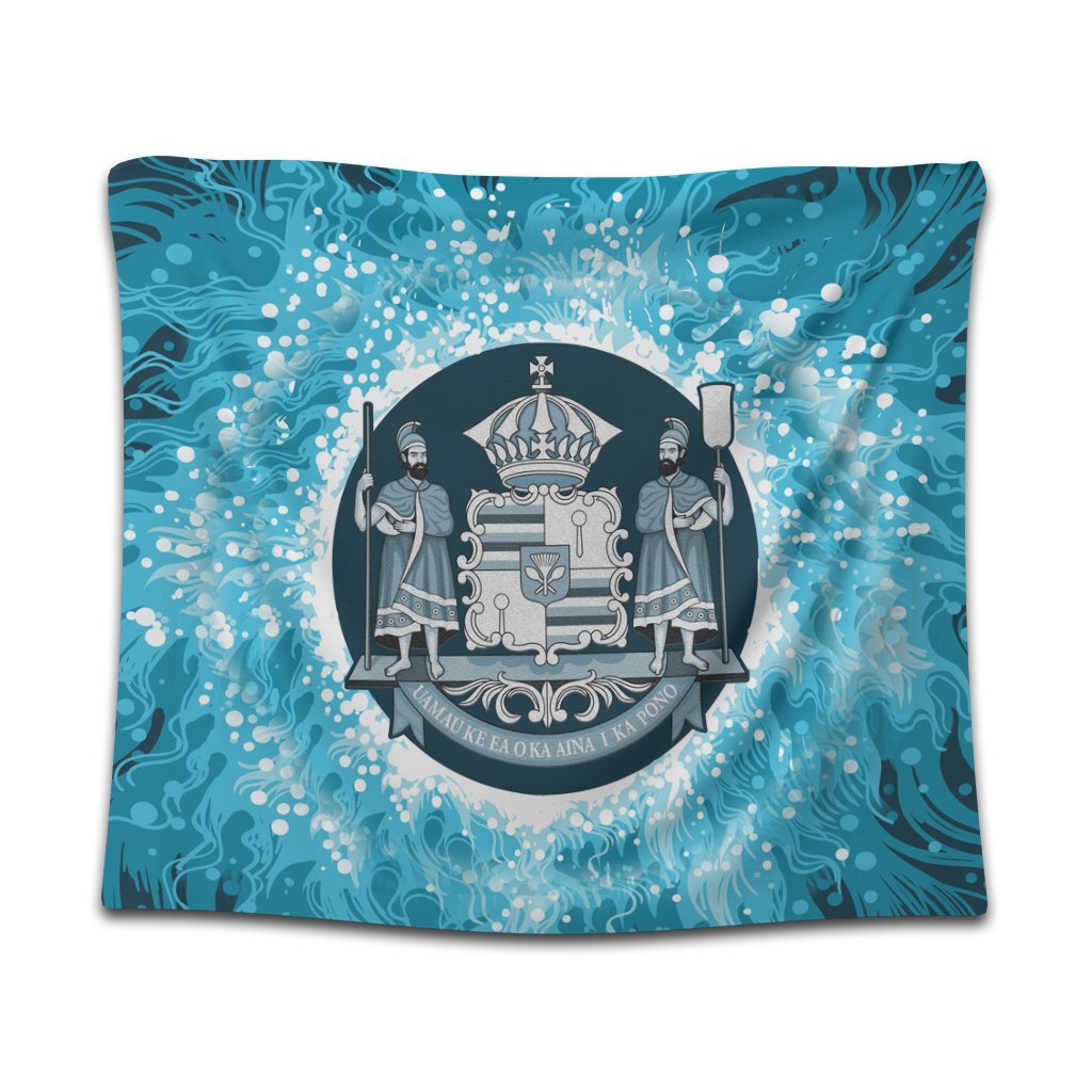 Hawaiian Coat Of Arms Polynesian Tapestry - AH Wall Tapestry Black - Polynesian Pride