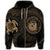 Hawaiian Coat of Arms Turtle Polynesian Zip Hoodie Gold - Polynesian Pride