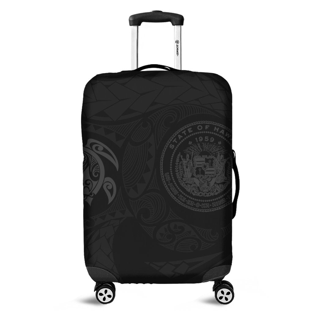 Hawaiian Coat Of Arms Turtle Polynesian Luggage Covers Gray AH Black - Polynesian Pride