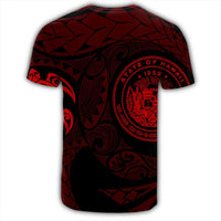 Hawaiian Coat of Arms Turtle Polynesian T Shirt Red - Polynesian Pride