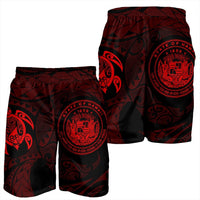 Hawaiian Coat Of Arms Turtle Polynesian Men's Shorts Red AH - Polynesian Pride