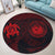 Hawaiian Coat Of Arms Turtle Polynesian Round Carpet Red AH - Polynesian Pride