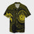 Hawaiian Coat Of Arms Turtle Polynesian Hawaiian Shirt Yellow AH Unisex Black - Polynesian Pride